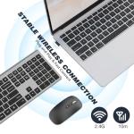 cimetech Rechargeable Wireless Keyboard, 2.4G Full Size Ergonomic Scissor Switch Keyboard, QWERTY Layout Silent Keyboard, 12 Multimedia Shortcut Keys for PC/Desktop/Laptop/Windows-Gray