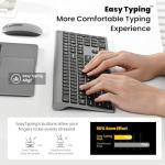 cimetech Rechargeable Wireless Keyboard, 2.4G Full Size Ergonomic Scissor Switch Keyboard, QWERTY Layout Silent Keyboard, 12 Multimedia Shortcut Keys for PC/Desktop/Laptop/Windows-Gray