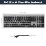 cimetech Rechargeable Wireless Keyboard, 2.4G Full Size Ergonomic Scissor Switch Keyboard, QWERTY Layout Silent Keyboard, 12 Multimedia Shortcut Keys for PC/Desktop/Laptop/Windows-Gray
