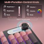 BlueFinger RGB Gaming Keyboard, 98 Keys USB Wired Keyboard with Rainbow Backlit, Volume Knob & Screen, Quiet Typing, Side-Printed PBT Keycaps for PC/Mac