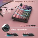 BlueFinger RGB Gaming Keyboard, 98 Keys USB Wired Keyboard with Rainbow Backlit, Volume Knob & Screen, Quiet Typing, Side-Printed PBT Keycaps for PC/Mac