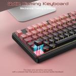 BlueFinger RGB Gaming Keyboard, 98 Keys USB Wired Keyboard with Rainbow Backlit, Volume Knob & Screen, Quiet Typing, Side-Printed PBT Keycaps for PC/Mac