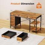 Sweetcrispy 55" Computer Desk with 6 Drawers, Home Office Gaming Desks with Storage Shelves for Bedroom, Writing Study Corner Living Room Work Table Rustic Brown