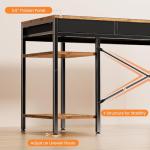 Sweetcrispy 55" Computer Desk with 6 Drawers, Home Office Gaming Desks with Storage Shelves for Bedroom, Writing Study Corner Living Room Work Table Rustic Brown