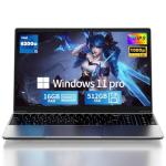 SAGAWHALE 2026 Laptop Computer 15.6" FHD IPS, 16GB RAM 512GB SSD, 2-Core i5-6200U up to 2.8GHz, Win 11 Pro, 3.5 lbs, Backlit Keyboard, Silver, Dual USB 3.0, Mini HDMI,TF Card Slot, Wi-Fi, BT 4.2