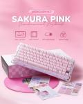 GravaStar Mercury K1 75% Pink Wireless Keyboard, Aluminum Alloy Exoskeleton Design Mechanical Gaming Keyboard, Gasket Hot-Swap Socket, Linear Switches, RGB Backlit