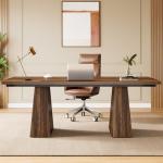 Tribesigns 63-Inch Executive Desk, Modern Office Computer Desk with Sturdy Double Pedestal, Large Study Writing Table Simple Workstation for Home Office, Rustic Brown