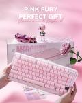 GravaStar Mercury K1 75% Pink Wireless Keyboard, Aluminum Alloy Exoskeleton Design Mechanical Gaming Keyboard, Gasket Hot-Swap Socket, Linear Switches, RGB Backlit