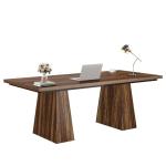 Tribesigns 63-Inch Executive Desk, Modern Office Computer Desk with Sturdy Double Pedestal, Large Study Writing Table Simple Workstation for Home Office, Rustic Brown