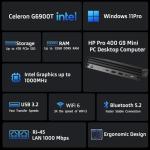 HP Pro 400 Business Mini Computer Desktop, Intel Performance Processor, Ultra-Quiet Design, 16GB RAM, 256GB PCIe SSD, Dual 4K Display Support, USB-C + Wi-Fi 6, Keyboard & Mouse, Windows 11