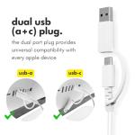 Macally USB C Wired Keyboard for Mac (USB C + USB A) – Full Size Keyboard with 22 Shortcuts, Quiet Typing, for MacBook, iMac, Mac mini, iPad – White