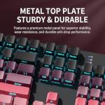 HP Wired Mechanical Gaming Keyboard GK400F, 104 Keys Full Size USB Keyboard, Brown Switches, Ice Blue LED Backlit, Anti-Ghosting, Black & Pink Keycaps, HP Keyboard for PC Gamer