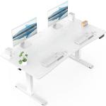 Veken 63 x 28 Inch Electric Standing Desk with Adjustable Height, Sit to Stand Computer Table for Study, Work or Gaming, Home Office Desk White