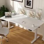 Veken 63 x 28 Inch Electric Standing Desk with Adjustable Height, Sit to Stand Computer Table for Study, Work or Gaming, Home Office Desk White