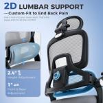 ACFOUL Ergonomic Office Chair, Mesh Desk Chair with 2D Adjustable Lumbar Support – Relieve Back Pain for Long Workdays Sitting, High Back with 3D Headrest & Armrests for Home Office Comfort, Dark Gray