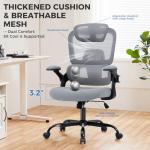 ACFOUL Ergonomic Office Chair, Mesh Desk Chair with 2D Adjustable Lumbar Support – Relieve Back Pain for Long Workdays Sitting, High Back with 3D Headrest & Armrests for Home Office Comfort, Dark Gray