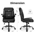 NEO Chair Desk Office Gaming Computer Chair Ergonomic Executive Mid-Back Leather with Adjustable Padded Flip-Up Armrests Cushion Wheels Swivel for Home Study Task (All Black)