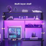 AODK L Shaped Gaming Desk with Led Lights, 51 Inch Reversible Gaming Computer Desk with Display Shelves, PC Gamer Desk Gamer Table with Storage Bag, L Desk for Game, Black