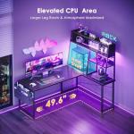 AODK L Shaped Gaming Desk with Led Lights, 51 Inch Reversible Gaming Computer Desk with Display Shelves, PC Gamer Desk Gamer Table with Storage Bag, L Desk for Game, Black