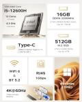 ACEMAGIC K1 Mini PC Windows 11 Pro, Intel Core 12600H (Beat 12450H up to 4.5 GHz) Mini Computers, 16GB DDR4 RAM 512GB SSD Triple 4K Display Desktop Micro Small Pc with BT5.2/WiFi6/HDMI/USB3.2