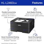 Brother HLL2460DW SOHO Laser Printer Bundle High-Yield Toner, Black Twin Pack (3,000 Pages/Cartridge)