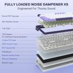 Redragon K745 PRO Wireless Gasket RGB Gaming Keyboard, 108 Keys Mechanical Keyboard w/Extra 4 Hotkeys, Hot-Swap Socket, 5-Layer Noise Dampening, See-Through Round PBT Keycaps, Mint Mambo Switch