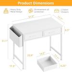 DLisiting White Desk with Storage Drawers - 39 Inch Small Computer Desk with Drawers for Bedroom Home Office, Study Writing Vanity Table Without Mirror for Girls Small Spaces