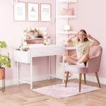 DLisiting White Desk with Storage Drawers - 39 Inch Small Computer Desk with Drawers for Bedroom Home Office, Study Writing Vanity Table Without Mirror for Girls Small Spaces