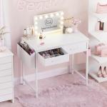 DLisiting White Desk with Storage Drawers - 39 Inch Small Computer Desk with Drawers for Bedroom Home Office, Study Writing Vanity Table Without Mirror for Girls Small Spaces