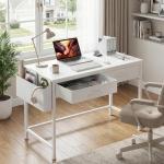DLisiting White Desk with Storage Drawers - 39 Inch Small Computer Desk with Drawers for Bedroom Home Office, Study Writing Vanity Table Without Mirror for Girls Small Spaces