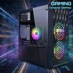 STGAubron Gaming PC Desktop Computer, AMD Ryzen 5 5500 up to 4.2GHz, GeForce RTX 3050 6G, 16GB DDR4, 512G SSD, WiFi 6 & BT 5.0, RGB Fan x 2, Windows 11 Home