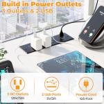 Cyclysio Gaming Desk with Hutch, 47'' Computer Desk with LED Lights & Power Outlets, Home Office Desk with Reversible 5 Tiers Storage Shelves & Monitor Stand, Small Gaming Table for Small Space, White