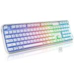 SQMD Clear Wireless Keyboard, Tri-Mode Bluetooth/2.4G Rechargeable Keyboard with RGB Backlit, Ergonomic Computer Keyboard with Transparent Keycaps for PC Laptop Desktop Home Office