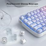 SQMD Clear Wireless Keyboard, Tri-Mode Bluetooth/2.4G Rechargeable Keyboard with RGB Backlit, Ergonomic Computer Keyboard with Transparent Keycaps for PC Laptop Desktop Home Office