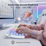 SQMD Clear Wireless Keyboard, Tri-Mode Bluetooth/2.4G Rechargeable Keyboard with RGB Backlit, Ergonomic Computer Keyboard with Transparent Keycaps for PC Laptop Desktop Home Office