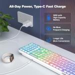 SQMD Clear Wireless Keyboard, Tri-Mode Bluetooth/2.4G Rechargeable Keyboard with RGB Backlit, Ergonomic Computer Keyboard with Transparent Keycaps for PC Laptop Desktop Home Office