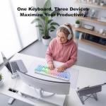 SQMD Clear Wireless Keyboard, Tri-Mode Bluetooth/2.4G Rechargeable Keyboard with RGB Backlit, Ergonomic Computer Keyboard with Transparent Keycaps for PC Laptop Desktop Home Office