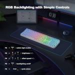 SQMD Clear Wireless Keyboard, Tri-Mode Bluetooth/2.4G Rechargeable Keyboard with RGB Backlit, Ergonomic Computer Keyboard with Transparent Keycaps for PC Laptop Desktop Home Office