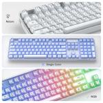 SQMD Clear Wireless Keyboard, Tri-Mode Bluetooth/2.4G Rechargeable Keyboard with RGB Backlit, Ergonomic Computer Keyboard with Transparent Keycaps for PC Laptop Desktop Home Office