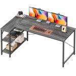 Huuger L Shaped Desk, 55 Inches Computer Desk with Reversible Storage Shelves, for Gaming Corner Home Office Writing Study, Metal Frame, Gray