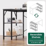 Huuger L Shaped Desk, 55 Inches Computer Desk with Reversible Storage Shelves, for Gaming Corner Home Office Writing Study, Metal Frame, Gray