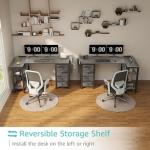 Lufeiya L Shaped Computer Desk with Drawers & Storage Shelves, 47 Inch Small Corner Desk with Power Outlet for Home Office Bedroom, L-Shaped Gaming PC Desks with Fabric Drawer, Gray