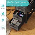 Lufeiya L Shaped Computer Desk with Drawers & Storage Shelves, 47 Inch Small Corner Desk with Power Outlet for Home Office Bedroom, L-Shaped Gaming PC Desks with Fabric Drawer, Gray