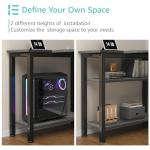 Lufeiya L Shaped Computer Desk with Drawers & Storage Shelves, 47 Inch Small Corner Desk with Power Outlet for Home Office Bedroom, L-Shaped Gaming PC Desks with Fabric Drawer, Gray