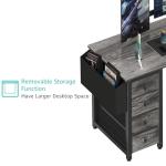 Lufeiya L Shaped Computer Desk with Drawers & Storage Shelves, 47 Inch Small Corner Desk with Power Outlet for Home Office Bedroom, L-Shaped Gaming PC Desks with Fabric Drawer, Gray