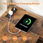 DUMOS L Shaped Desk with Shelf Drawers 47 Inch, Brown Corner Computer Desks Gaming with Power Outlet, Study Table with Adjustable Shelves, Home Office Tables for Bedroom Teacher Reading Writing