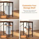 DUMOS L Shaped Desk with Shelf Drawers 47 Inch, Brown Corner Computer Desks Gaming with Power Outlet, Study Table with Adjustable Shelves, Home Office Tables for Bedroom Teacher Reading Writing