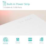 Lufeiya White Computer Desk with Power Outlet, 55 inch Teen Study Table Home Office Work Writing Gaming Desks with Charging Station Outlets Built in, White