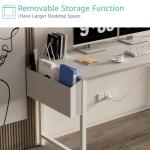 Lufeiya White Computer Desk with Power Outlet, 55 inch Teen Study Table Home Office Work Writing Gaming Desks with Charging Station Outlets Built in, White