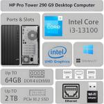 HP Desktop Computer Tower, 13th Gen Intel Quad-Core Processor, 32GB DDR4 RAM, 1TB SSD, 500GB External HDD, Keyboard and Mouse, WiFi Adapter, Vga, Rj-45, Hdmi, Windows 11 Home, Office 365